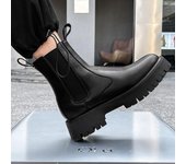 Botas Chelsea de cuero para hombre, botines de suela gruesa, botas de moto para hombre, zapatos casuales antideslizantes para hombre, zapatos de estilo punk 38
