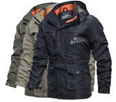 Chaqueta de talla grande para hombre, cortavientos impermeable, chaqueta táctica militar, abrigos de invierno para hombre, prendas de vestir con capucha a la moda M caqui