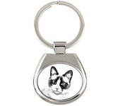 Snowshoe Cat - keychain with a cat, keychain with a print, personalized pendant from the Art-Dog brand plata