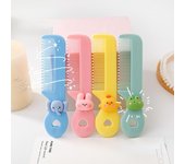 Mini peines bonitos para bebés, niñas y niños, cepillos de pelo florales con animales de dibujos animados, herramienta portátil para viajes, 1 ud. color rosa