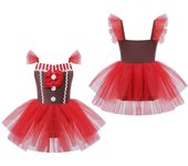 Disfraz de hombre de jengibre para niñas, disfraz de galleta para juego de rol, disfraz para niñas pequeñas, para Halloween, fiestas de Navidad, carnavales, fiestas, actuación 18-24 Months marrón/rojo