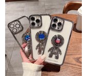 Funda galvanizada con soporte de anillo de astronauta para Iphone 11 12 13 Pro Max X Xr Xs Max protección de lente cubierta chapada de silicona For iPhone 13Pro Max