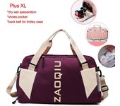 Bolsa de gimnasio seca y húmeda para mujer, bolso de mano para yoga, deportes, viajes, entrenamiento físico, bolsos cruzados para el hombro, bolsillo para guardar zapatos, equipaje, bolso de mano púrpura