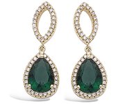 Les Trésors De Lily [N5321] - Pendientes chapados en oro 'Sissi' oro blanco verde - 30x11 mm oro