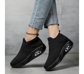 Zapatos para caminar para mujer, zapatos para correr de malla, zapatillas de plataforma a la moda, zapatillas sin cordones con amortiguación de aire, zapatos de baile negros modernos para gimnasio 42