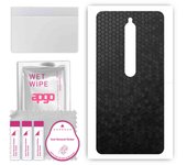 apgo Protective Skin Sticker for the back compatible with Xiaomi Redmi 8, Wrap Film, Foil, Vinyl - Pattern Black Honeycomb