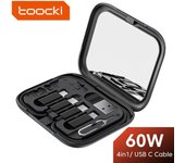 Toocki 4 en 1 Cable USB C a USB C PD 60W Cable de datos de carga rápida para iPhone Xiaomi tipo C Micro Cable con caja de almacenamiento de soporte 4 in 1 negro