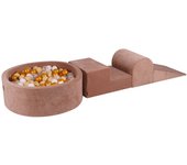 Bloques de escalada de espuma para niños pequeños MeowBaby® Beige 3 elementos con piscina de bolas 90x30cm 235x45x30 cm