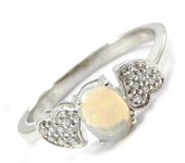 Bague Argent 'Déesse Opale' Blanc argenté (rhodié) - 18x7 mm 56 blanco