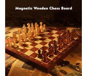 Juego de tablero de ajedrez de madera magnético, juegos de mesa de ajedrez de viaje plegables para adultos y niños 39x39x3.5cm