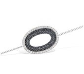 Les Trésors De Lily [L9605] - Bracelet Argent 'Sissi' noir blanc (rhodié) - 15x10 mm negro