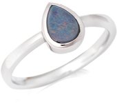 Bague Argent artisanale 'Meghan' opale bleue argenté (rhodié) - 9x6 mm 56 azul