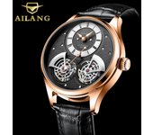 AILANG Nuevo Reloj Mecánico Automático Doble Volante Reloj de Pulsera de Moda para Hombre Resistente al Agua