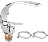 Grifo mezclador de agua fría y caliente para lavabo con diseño curvo G1/2, grifo monomando para fregadero con manguera