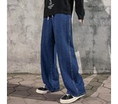 Pantalones vaqueros para hombre, versión coreana, pantalones casuales para estudiantes, pantalones vaqueros holgados de pierna ancha y rectos de calle alta, pantalones holgados negros, grises y azules XXXXXL