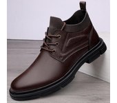 Botas militares de cuero genuino para hombre, botas cómodas para la nieve, botas de otoño para hombre, zapatos de trabajo de invierno para hombre, cálidos 37 rojo marrón