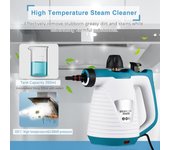Limpiador a vapor portátil, herramienta de limpieza a vapor presurizada de alta temperatura, 1050W, con accesorio de 9 Uds. EU Plug blanco