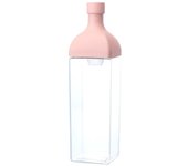 Jarra vertical y horizontal HARIO Kirk Bottle de 1200 ml de resina rosa ahumada con colador de té, fabricada en Japón KAB-120-SPR color rosa