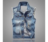 Chaleco de mezclilla de 3 colores Jeans ajustados Color claro Hombres Mujeres Chaleco unisex Chaqueta sin mangas de moda XL negro