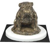 Bulldog III - dog figurine, figure on a white base, trophy for Art-Dog dog show exhibition marrón