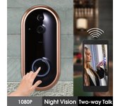 Timbre de puerta inteligente con WIFI, intercomunicador con vídeo, timbre de puerta con cámara, alerta de puerta de entrada IR, timbre de seguridad inalámbrico, alarma de cámara de puerta 【720P】video doorbell blanco/oro