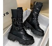 Botas Punk para mujer, botas de moto con cremallera, botas de media pantorrilla, botas de motociclista para otoño e invierno de 2024, zapatos de tacón de plataforma para mujer, nuevas botas 35 negro