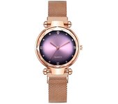 Nuevo reloj de mujer, reloj de mujer de moda con incrustaciones de diamantes, imán absorbente de hierro perezoso Milán con reloj de cuarzo, reloj magnético rojo