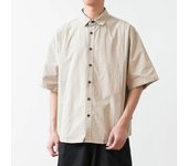 Camisa de manga corta estilo retro de Hong Kong para hombre, ropa de trabajo holgada japonesa de verano, chaqueta informal con mangas cinco cuartos M caqui