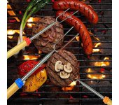 8 piezas de tenedores telescópicos para barbacoa, tenedores extensibles para asar, brochetas de acero inoxidable para barbacoa, accesorios para parrilla para fogatas al aire libre