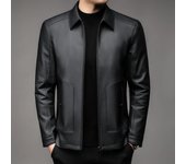 Chaquetas de cuero genuino para hombres, chaquetas de cuero de motocicleta nuevas de primavera y otoño de piel de oveja, ropa de otoño con solapa 170