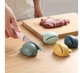 Mini herramientas de cocina, afilador de cuchillos para el hogar, cuchilla multifunción, piedra para afilar cuchillos, afilador de cuchillos de piedra color rosa