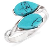 Bague Argent artisanale 'Meghan' turquoise argenté (rhodié) - 12 mm 58 turquesa