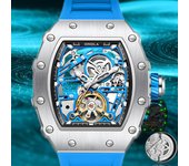 Reloj mecánico automático Tourbillon ahuecado para hombre, resistente al agua, luminoso, con esqueleto de dragón, de alta energía, reloj de moda, regalo de vacaciones. naranja