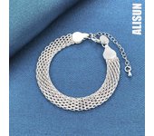 Pulsera tejida de plata de ley 925 de 10 mm con cadena, joyería de moda para bodas. 20CM