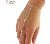 Pulseras de esclava de cristal de color dorado y metal estilo bohemio para mujer, pulseras de cadena con eslabones para los dedos y brazaletes, joyería femenina plata