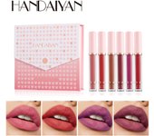 Juego de 6 pintalabios mate, hidratantes y nutritivos, con brillo labial, color miel, antiadherentes y con alto pigmento A