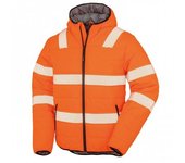 Chaqueta acolchada de seguridad Result Genuine Recycled para hombre Ripstop S fluorescente naranja