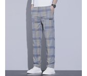 Pantalones casuales elásticos a cuadros de otoño para hombre 2024: versátiles, de talla grande, corte recto. 30