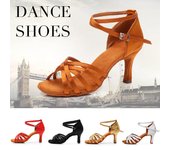 Zapatos de baile latino para mujer y niña, zapatos de baile de salón de salsa y tango, 7 cm 34 negro
