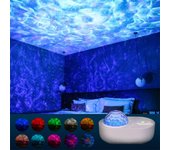 Proyector de cielo estrellado, luz nocturna, lámpara de nave espacial, lámpara de proyección LED de galaxia, Altavoz Bluetooth para dormitorio de niños, decoración de fiesta en casa blanco