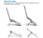 Soporte para tableta portátil, soporte plegable portátil, ángulo antideslizante superior, soporte ajustable en altura para oficina en casa plata