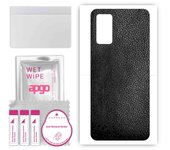 apgo Protective Skin Sticker for the back compatible with Honor Play4 Pro, Wrap Film, Foil, Vinyl - Pattern Black Leather