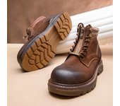 Botas Martin retro de cuero con plataforma para hombre, botas cortas británicas, zapatos de caña alta hechos a mano de alta gama. 38 marrón