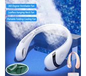 Nuevo Ventilador de cuello colgante sin hojas de 3000 Mah, Ventilador de 360 ​​grados, Mini Ventilador de refrigeración recargable por USB, Ventilador de cuello colgante deportivo plegable portátil verde