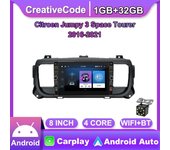 Android de 8 pulgadas para Citroen Jumpy 3 Space Tourer 2016-2021 con botón perilla Radio de coche reproductor de navegador GPS 1 + 32GB 1+32GB