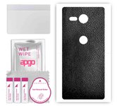 apgo Protective Skin Sticker for the back compatible with Sony Xperia XZ2 Compact, Wrap Film, Foil, Vinyl - Pattern Black Leather