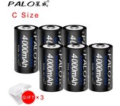 PALO-batería recargable Ni-MH de 4000mAh, 1,2 VC, con baja autodescarga para linterna doméstica, calentador de agua, juguete negro