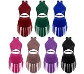 Vestido de baile lírico moderno para niños y niñas, leotardo de gimnasia, patinaje artístico, traje con espalda con tiras, vestido de Jazz Latino 9-10 Years azul