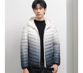 Chaqueta con gradiente novedosa de invierno para hombre, chaquetas deportivas ultraligeras con capucha de plumón de pato blanco 90%, prendas de vestir cálidas, Parkas para exteriores S