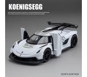 Coche de juguete de aleación Koenigsegg Jesko Supercar a escala 1/32, fundido a presión, con sonido y luz, para niños, coleccionable, regalo blanco